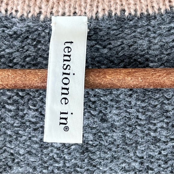 TENSIONE IN Colorblock V-Neck Cardigan Sweater SZ Large Mohair Wool Blend Italy - Picture 6 of 10